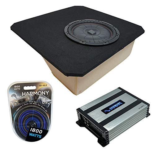 Compatible with 1997-2004 Chevy Corvette Coupe C5 Z06 Kicker Bundle CompVT CVT12 Single 12" Sub Box Enclosure & Harmony HA-A400.1 Amp