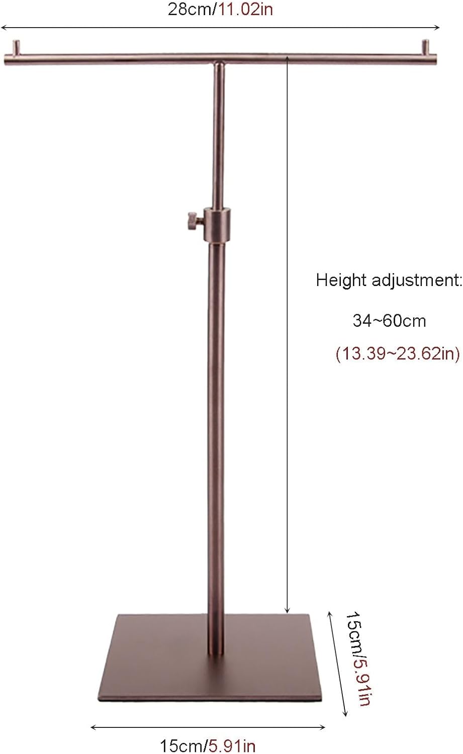 Commercial Organizer Scarf Display Rack,Scarves Tie Display for Selling, Jewelry Display Rack,T -Shaped Tie Display Stand for Hijab Silk Shawl Tie Belt Towel（Rose Gold-15
