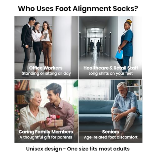 Image of DIRTS Original Foot Alignment 5-Toe Separator Orthopedic Cotton Socks for Women & Men - Bunion Corrector & Plantar Fasciitis Support(Black, M)