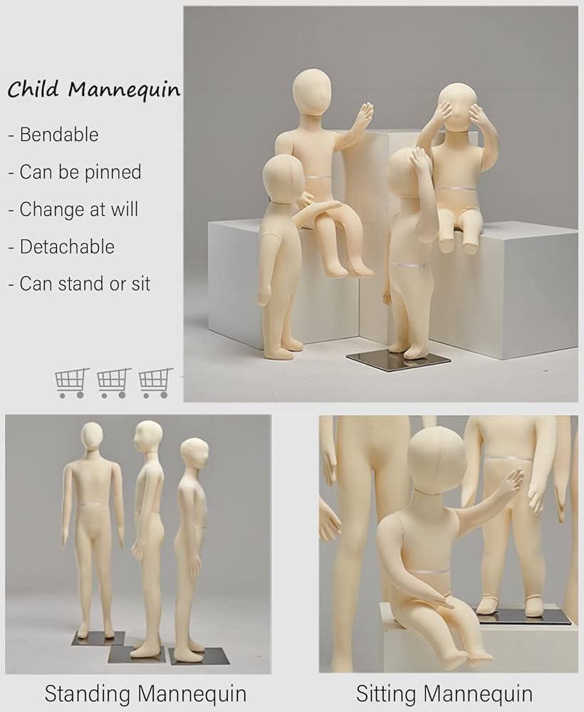 Kinderpuppe für den ganzen Körper, Kinderpuppenständer, Nähpuppe mit beigefarbenem Torso-Kopf, Arme, 1, 3, 5, 8, 10, 13, 14 Jahre alte Kleidung, Präsentationsformen (Größe: 14 Jahre)