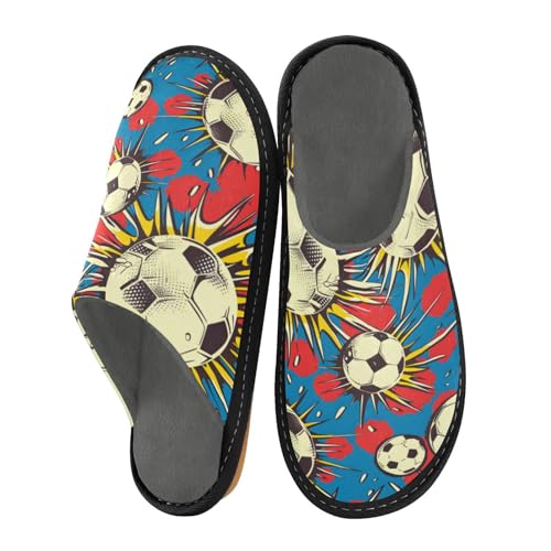 Slippers for Women Soccer Balls Bursting with Energy Soft Fuzzy Women's Slippers Indoor and Outdoor Shoes
