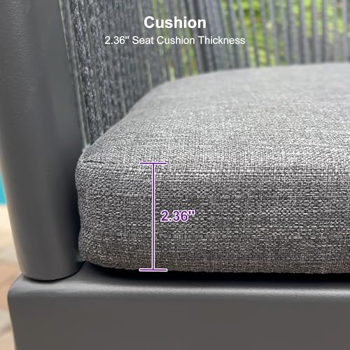 Image of PURPLE LEAF Outdoor Height Bar Stools Wicker Set of 2 with Cushion, Gray