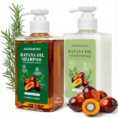 Batana Oil Shampoo and Conditioner Set Batana Oil Shampoo for Hair Loss Restores Hair Vitality and Rejuvenates Stimulates Hair Growth Repairs Damage for Men & Women 300ml+300ml 10.58fl.oz