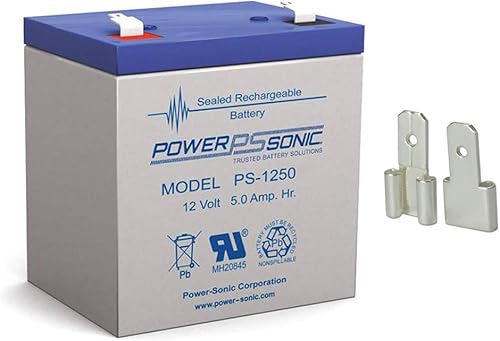Power-Sonic PS1250F2 Batería de 12 voltios 5 Ah con adaptador de terminal F1 recargable sellada plomo ácido SLA