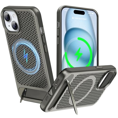 ZHOGTNEG iPhone 14 PluspCMP[XMagSafepApیA߉\ȃLbNX^hP[XAIce ArmourN[}bgf - O[