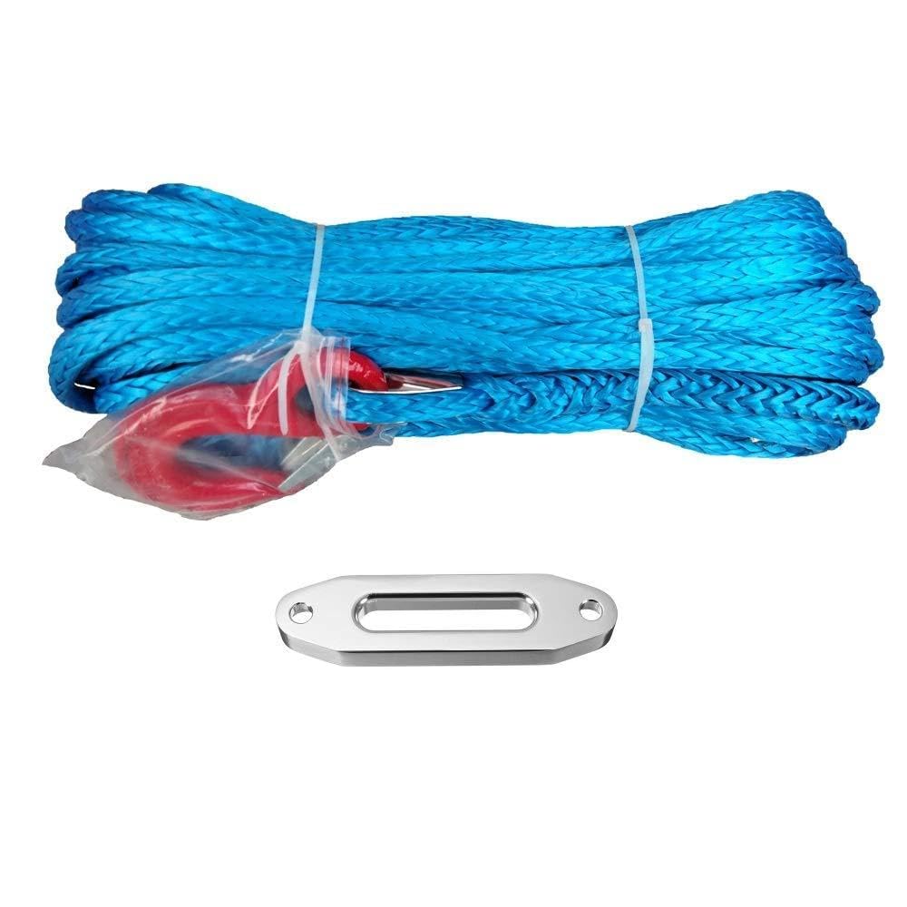 Winch Rope, 12mm X 30m Winch Rope/Line with Hook 12000lbs Hawse Fairlead for 4wd ATV Utv Off Road(Blu)
