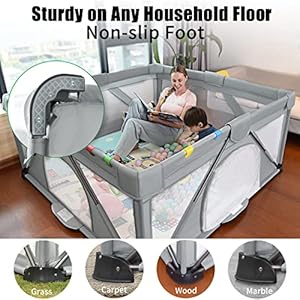Baby playpen foldable heyoja large play yard playpen for babies and toddlers play pens for babies and toddlers with gate indoor outdoor portable play pen 7159  urban country home decor