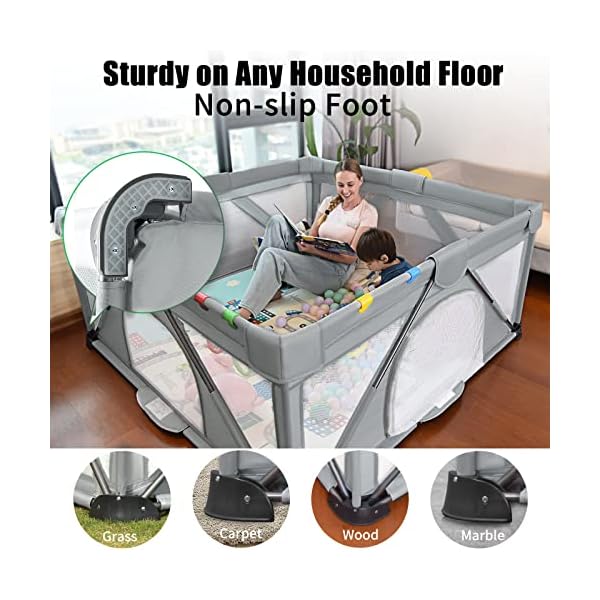 Baby playpen foldable heyoja large play yard playpen for babies and toddlers play pens for babies and toddlers with gate indoor outdoor portable play pen 7159  urban country home decor