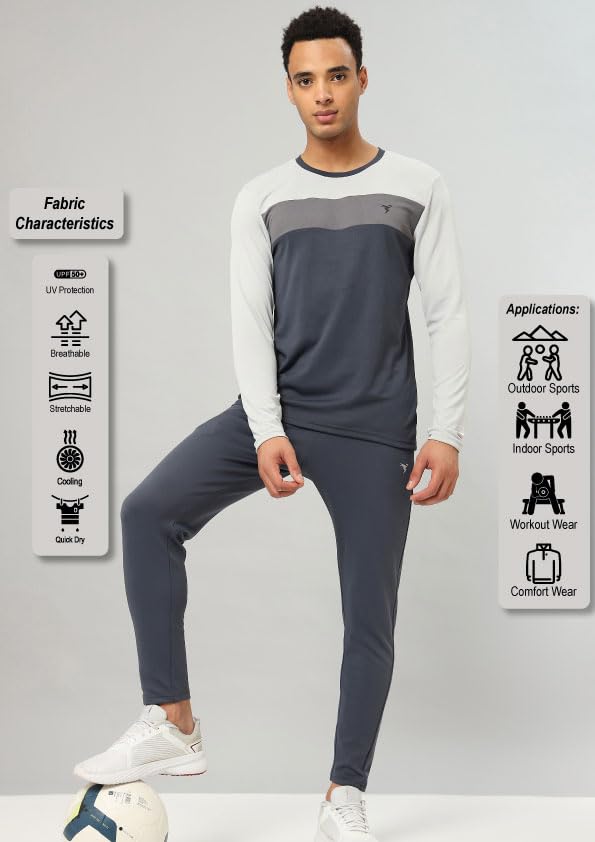 Image of TECHNOSPORT Men's Slim Fit Track Pants with Zip Pockets, ELASTO Plus Quick Dry Stretchable Lightweight Lower for Gym Running Yoga and Sports