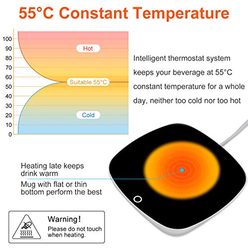 Evoio Coffee Cup Warmer, Coffee Warmer for Desk with Automatic Shut Off, Office Home Use Beverage Cup Warmer Plate for Coffee, Milk, Tea, Water, Christmas Birthday Gift, Black - Thumbnail 3