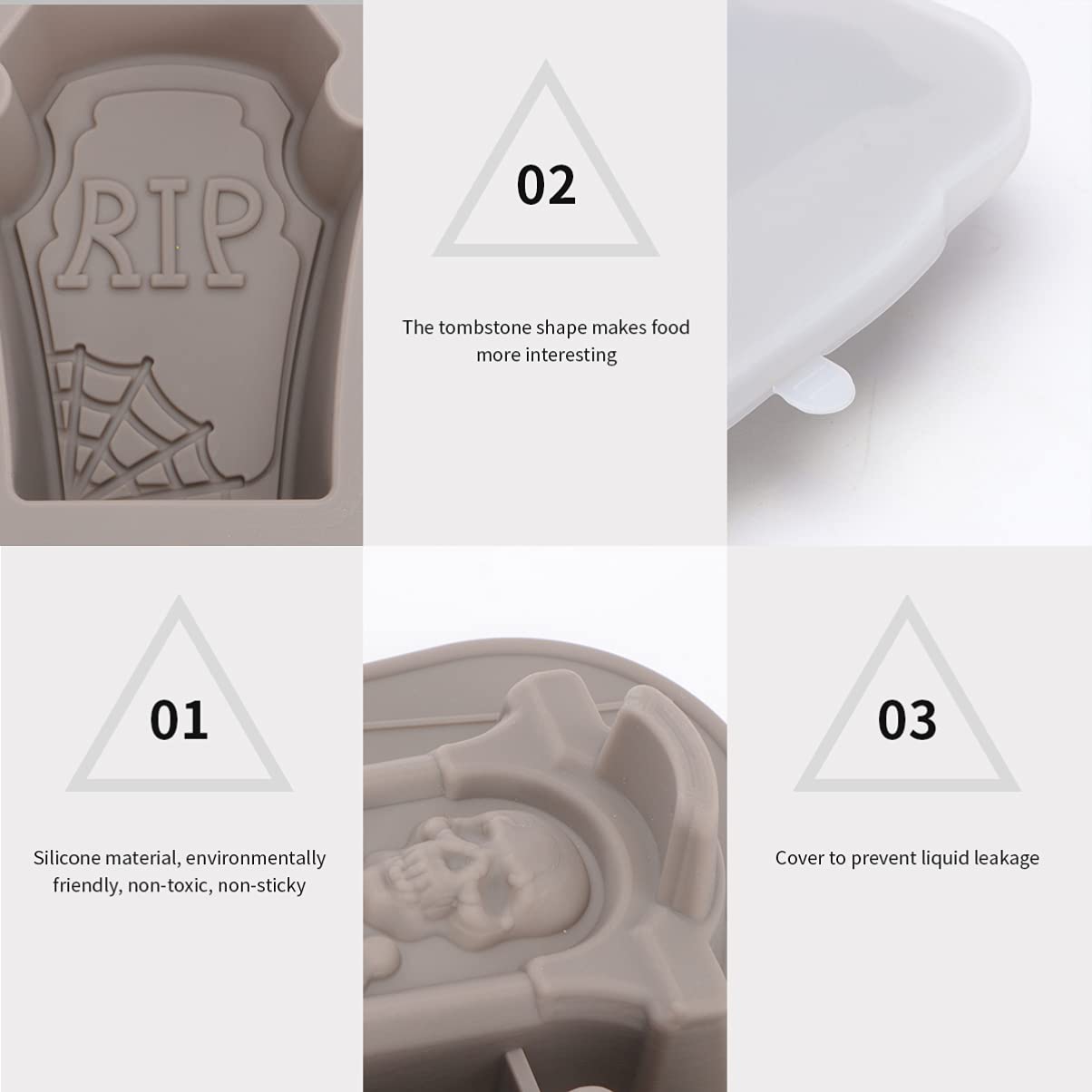 PartyKindom Stampo per Ghiaccio in Silicone Forma di Lapide di Halloween Vassoio per Cubetti di Ghiaccio al Cioccolato e Whisky Accessorio per Feste da Bar