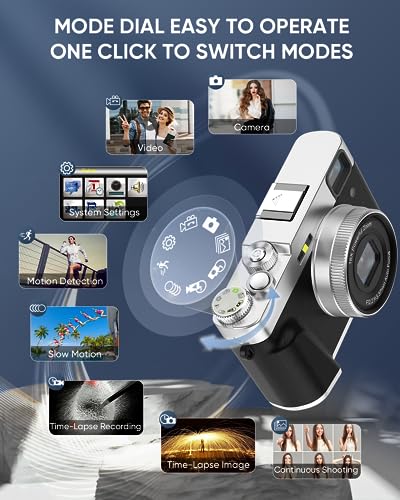 Digitalkamera, Nsoela 4K 48MP Autofokus Fotokamera mit 32GB Karte Optischer Sucher, 2.8 Zoll Fotoapparat Kompaktkamera mit drehbarem Armaturenbrett und Sucher für Anfänger Teenager(schwarz) – Bild 6