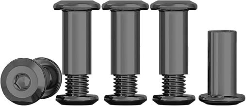 Drenky Connecting Screws Black M4 Sleeve Nuts 304 Stainless Steel Screws Barrel Nuts Kit M4 X 16mm Hexagon Furniture Bolts 10 Sets Flat Hex Bolt for Bed, Door, Table, Chair, Worktop, Cabinet