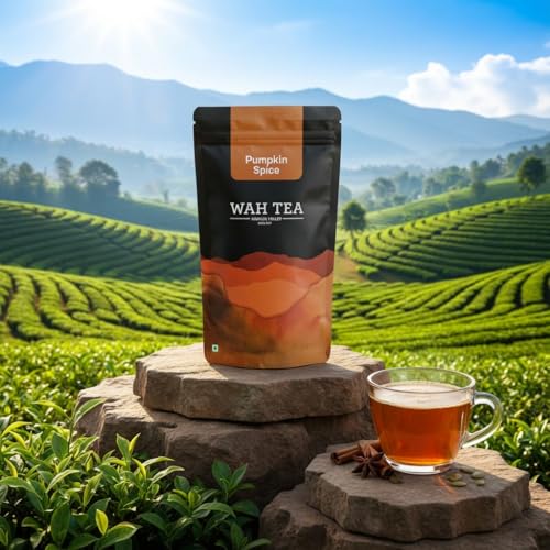 Image of Wah Tea Long Leaves | 100% Natural Anti-Oxidants | Flavourful & Aromatic | Aroma of Kangra Valley | 100g (Pumpkin Spice)