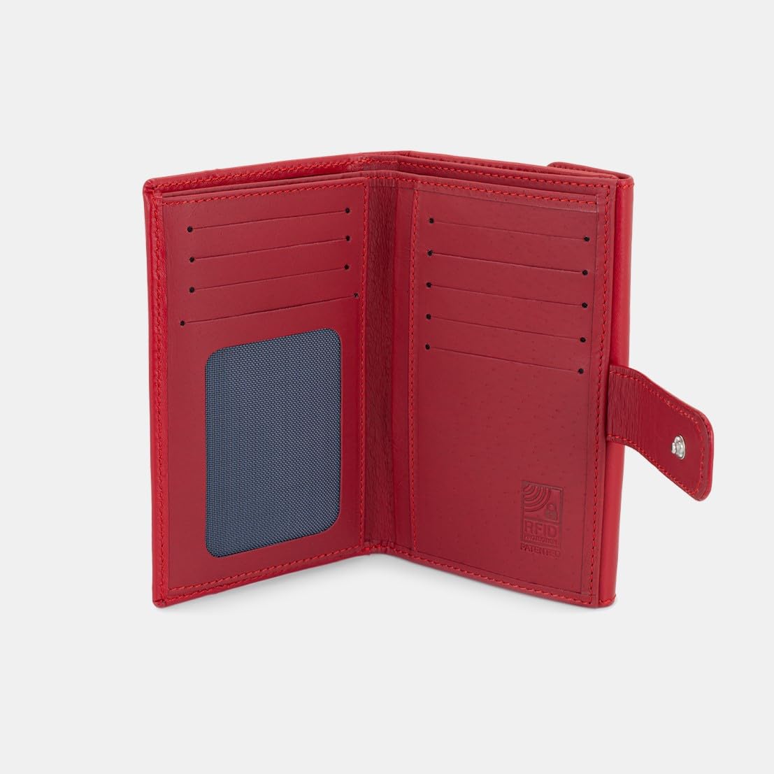 Portfel damski ze skóry bydlęcej elegancki portfel premium ręcznie wykonany w Ubrique, Hiszpania Kolekcja PS, Czerwone, Pequeño - 14.5cm, Klasyczny