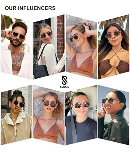 SOJOS Retro Polarized Oval Sunglasses for Women Men Trendy Classic Shades UV400 Protection SJ11772