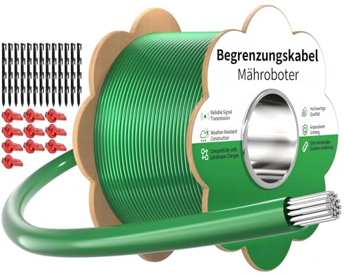 Begrenzungskabel Mähroboter - 100m Rasenroboter Begrenzungsdraht Set mit 50 Erdnägel +10 Verbinder +10 Anschlussklemmen Allgemein Rasenmäher Roboter Kabel Kompatibel mit Gardena Husqvarna Worx Bosch