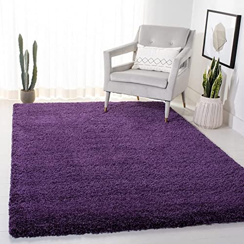Image of A R Creations Anti Slip Fluffy Fur Plain Area Rug Made with Polyester and Microfiber for Home Office Kitchen Living Room Bedroom and DiningHall Size (7X10 Feet Puple)