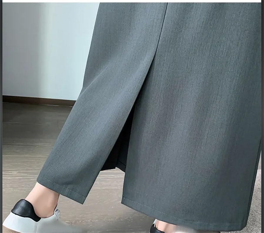 Women's Solid Pleated Midi Skirt with Belted High Waist A-Line Comfortable Office Wear Suit2