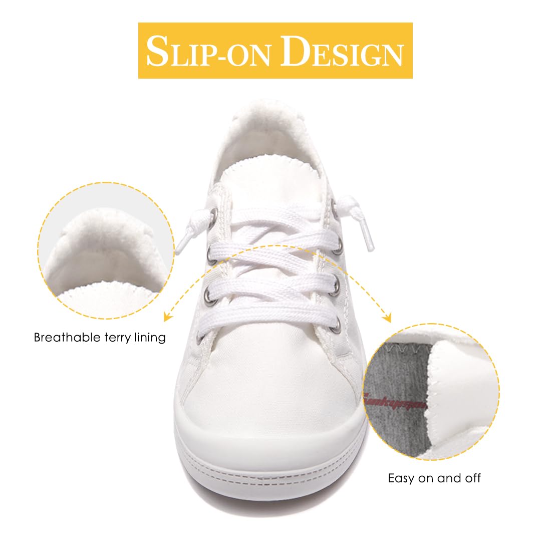 HEVA Baskets à enfiler en toile pour femme - Chaussures de randonnée confortables