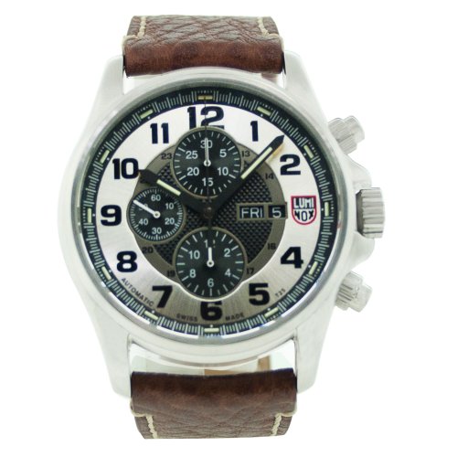 Luminox Leather Mens 1869 Stainless-Steel Analog Bezel Watch, Dial Color-Silver, Band Color-Brown (B005JW412W) Amazon Price History, Amazon Price Tracker