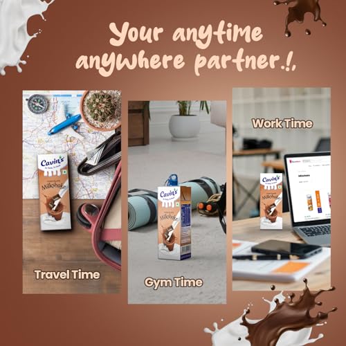 Image of Cavin's Chocolate Milkshake | Classic Chocolate Flavoured Ready to Drink Milk Beverage | Smooth & Creamy | No Added Preservatives | 180ml