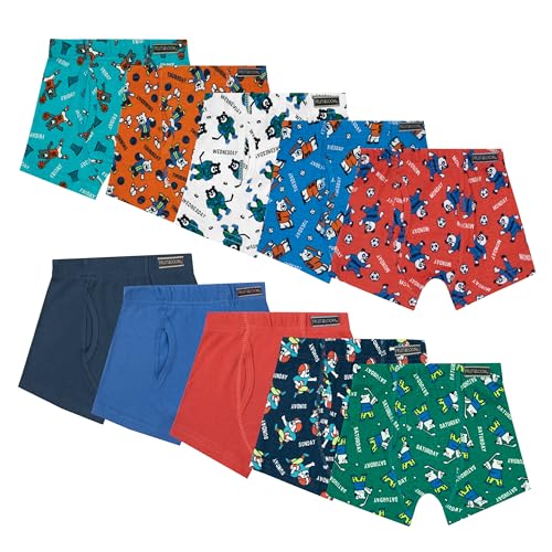 Fruit of the Loom boys Tag Free Cotton Boxer Briefs, Toddler - 10 Pack Traditional Fly Covered Waist, 4-5T US