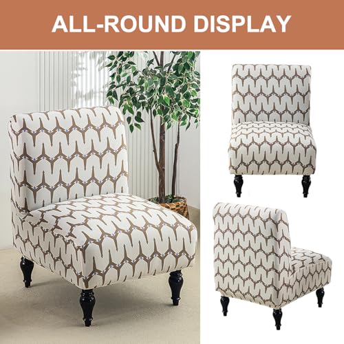 Image of Eco-Ancheng Armless Chair Slipcover Removable Armless Accent Chairs Covers Washable Armless Slipper Chair Slipcover Printed Armless Chair Furniture Protector Covers for Living Dining Room Hotel