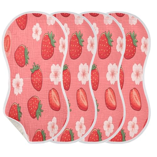 Strawberries Burp Cloths Cotton Baby Washcloths,Large 22x11in Burping Cloth Absorbent and Soft for Newborn Baby Boys and Girls,1 Pack3