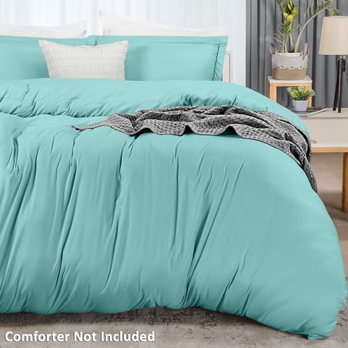Utopia Bedding Duvet Cover Full Size - 3 Piece with Zipper Closure - 1 Comforter Cover 80X90 Inches & 2 Pillow Shams 20X26 Inches (Spa Blue) Comforter Not Included