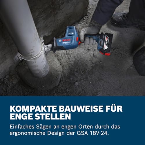 Bosch PRO 18V System Akku Säbelsäge GSA 18V-24 (inkl. S922EF, S2345X, Leiterhaken-Set, L-BOXX) – Ansicht 3