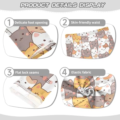 Girls Leggings Cartoon Cute Cats Kids Length Leggings Pants Athletic Yoga Pants Toddler Tights Trousers 4T3