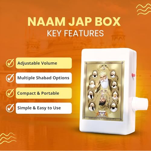 Image of Waheguru Simran Mantra Chanting Box - 14-in-1 Gurbani Audio Meditation Speaker with Glowing Spiritual Image for Home, Prayer Room & Office