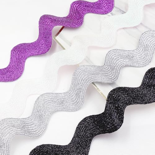 CABODYALS 9.14M 1.57 Inch/ 40mm White RIC Rac Trim Wide Rick Rack Wave Trim Christmas Glitter Metallic Sewing Bending Fringe Lace Edge Ribbon for Sewing Making Craft Flower Home Party Decor Supply - Image 4