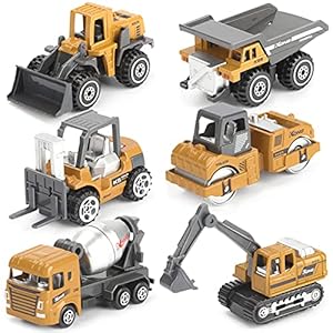 Dreamon Baustellen Fahrzeuge Metall Kunststoff Bagger,Baufahrzeuge Spielzeug Auto (Yellow)