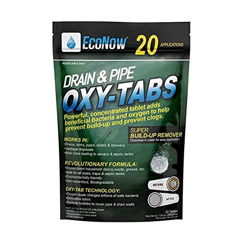 EcoNow Drain & Pipe Oxy-Tabs for Main Sewer and Septic Lines. Build-Up Remover. Oxygenated to Help Prevent Clogs & Eliminate Odors. (20)(20)