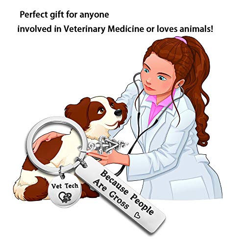 MAOFAED Vet Techs Gift Veterinary Technician Gift Because People Are Gross Veterinarian Keychain Veterinarian Graduation Gift4