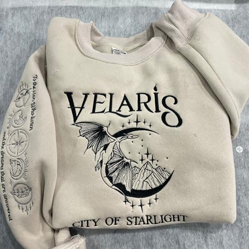 Embroidered Velaris Shirt, Velaris City Of Starlight Embroidered Sweatshirt, The Night Court, SJM sweater, City Of Starlight, ACOTAR Shirt Grey4