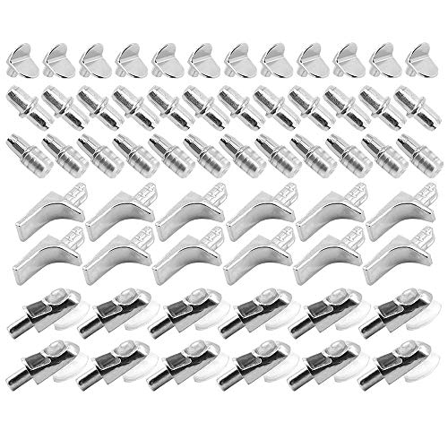 Skystuff 60 pines de soporte para estante de metal, 5 estilos, para estante de muebles, estantes, para armarios, estanterías, etc.