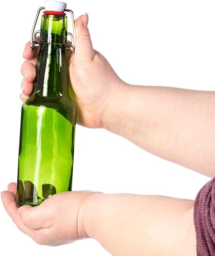 Miniatura 5 de Cocktailor Botellas de cerveza Grolsch de vidrio, 11 onzas, color verde, paquete de 12 unidades, sello hermético con tapa abatible, suministros para