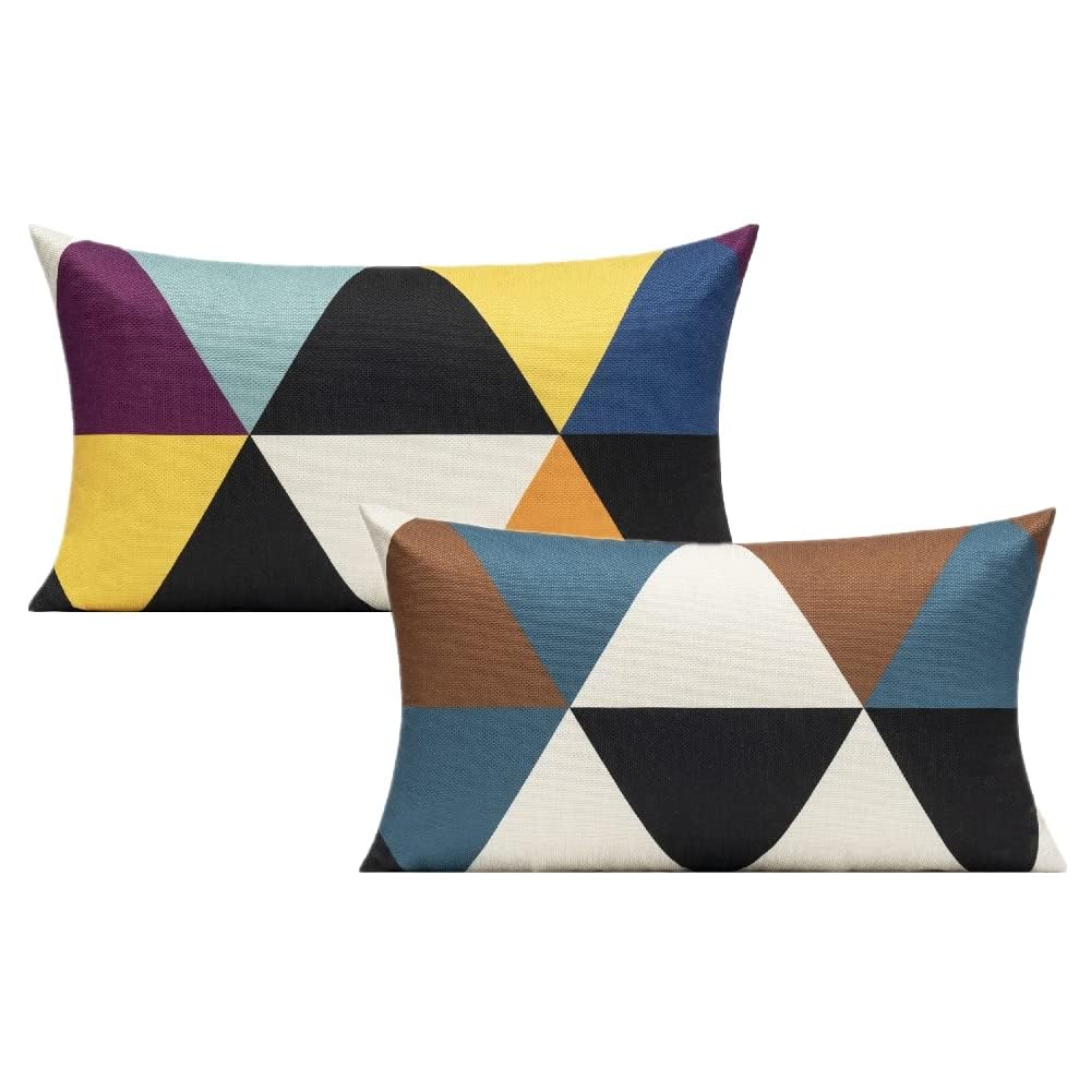 All Smiles Lumbar 12x20 Outdoor Throw Pillow Covers Fall Decor Colorful Decoration Porch for Home Living Room Couch Sofa Geometric Modern Cushion