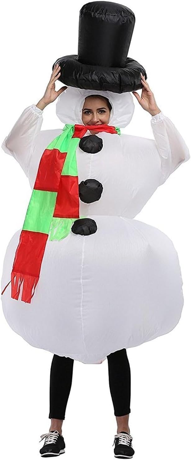 Christmas Inflatable Snowman Cosplay Costume Party Fancy Dress Blow Up Body Suit Jumpsuit Adult