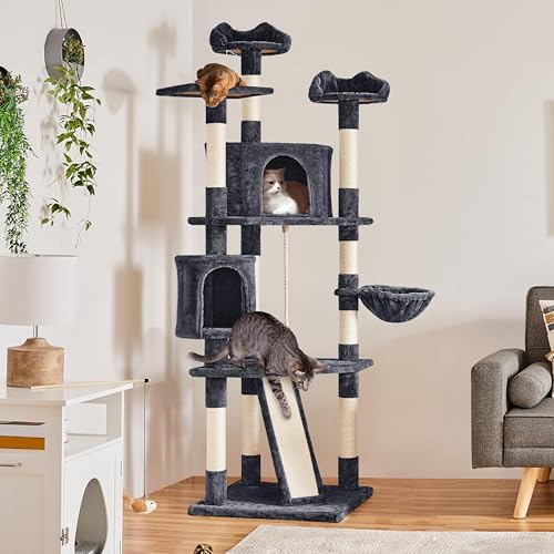 Torre para gato grande 79 pulgadas multi-niveles gris oscuro miniatura 2