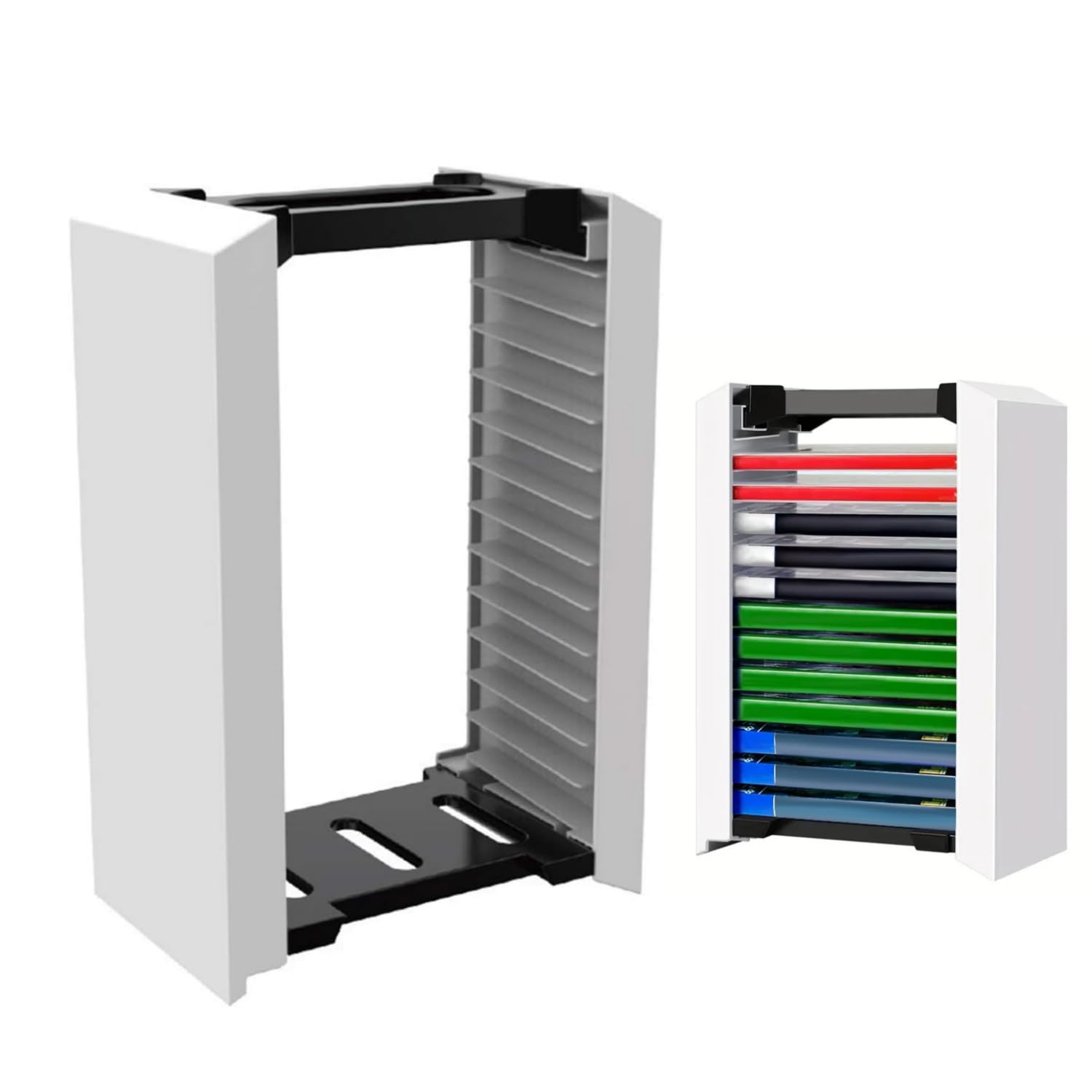 Queen.y White Premium Game Storage Tower Stand Game Box Storage Rack 12 Games Disc Holder Storage Shelf For Ps5