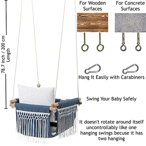 Mass Lumber Infant Swing Outdoor With Safety Belt, Ceiling Hardwares, Storage Bag | Toddler Swings For Outside Baby Swing Outdoor Baby Swings For Infants Outdoor Toddler Swing Boho Baby Swing Seat #TOP3