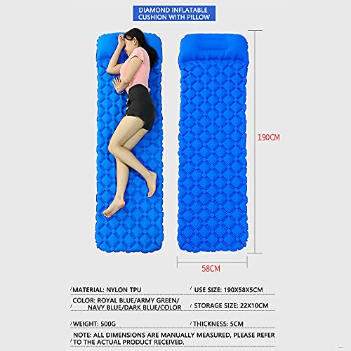 Grevosea Camping Sleeping Mat, Inflatable Air Mattress with Pillow and Carry Bag, Sleeping Mat for Camping, Hiking, Backpacking, Travel, Tents, Beach - Image 3
