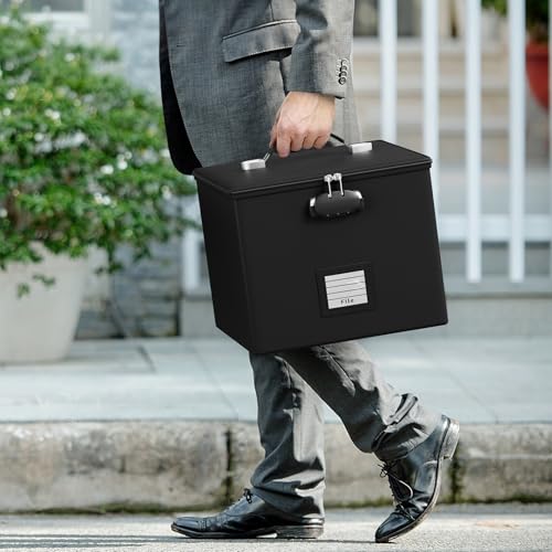 image for ROSONG Fire Proof File Box for Documents - Portable Fireproof Document
