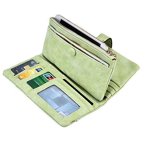 Image of Bird&Fish Women Vegan Leather Wallet Bifold Clutch Large Capacity Card Organizer Buckle Long Purse for Girls Candy Color