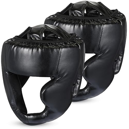 Copkim Lot de 2 casques de boxe, MMA, entraînement, sparring, Muay Thai, casque de taekwondo réglable, protection de la tête pour les stagiaires de kickboxing, jeunes adultes hommes (noir)