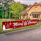 DSDecor Merry Christmas Banner Large Xmas Porch Sign Banners Poster Indoor Outdoor Holiday Party...